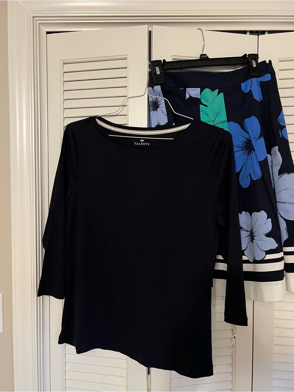 Talbots navy skirt and navy top